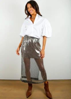 SEC.F Posh Long Skirt in Woodland Grey