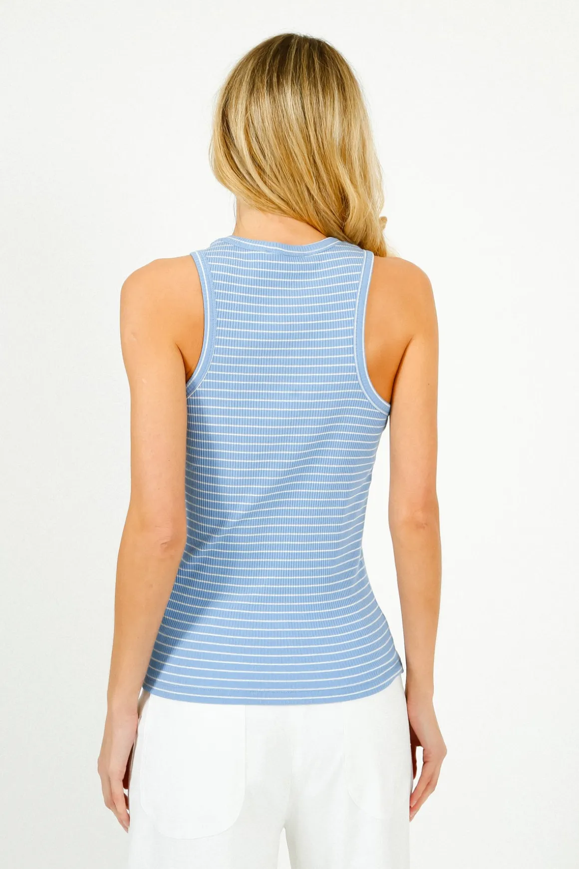 SLF Anna Stripe Tank Top in Cornflower, White