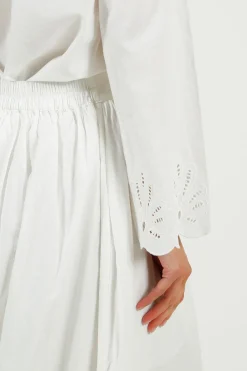 SLF Dahlia Broiderie Ankle Skirt in White