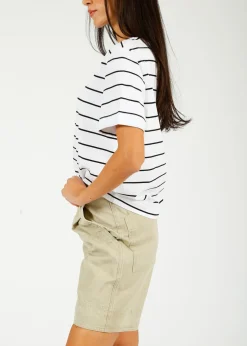 SLF Essential SS Boxy Striped Tee in Black, White