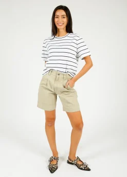 SLF Essential SS Boxy Striped Tee in Black, White