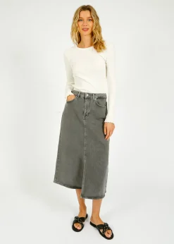 SLF Krista Gerda Denim Skirt in Light Grey