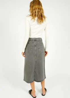 SLF Krista Gerda Denim Skirt in Light Grey