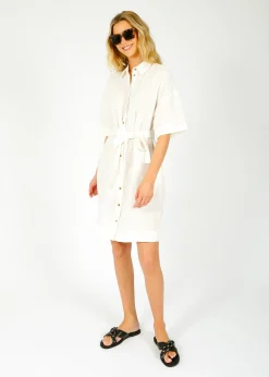 SLF Linnie Linen Shirt Dress in White
