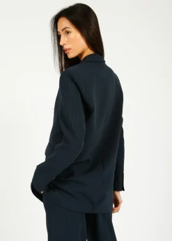 SLF Rita Relaxed Blazer in Dark Sapphire Pin Stripe