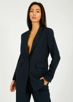 SLF Rita Relaxed Blazer in Dark Sapphire Pin Stripe