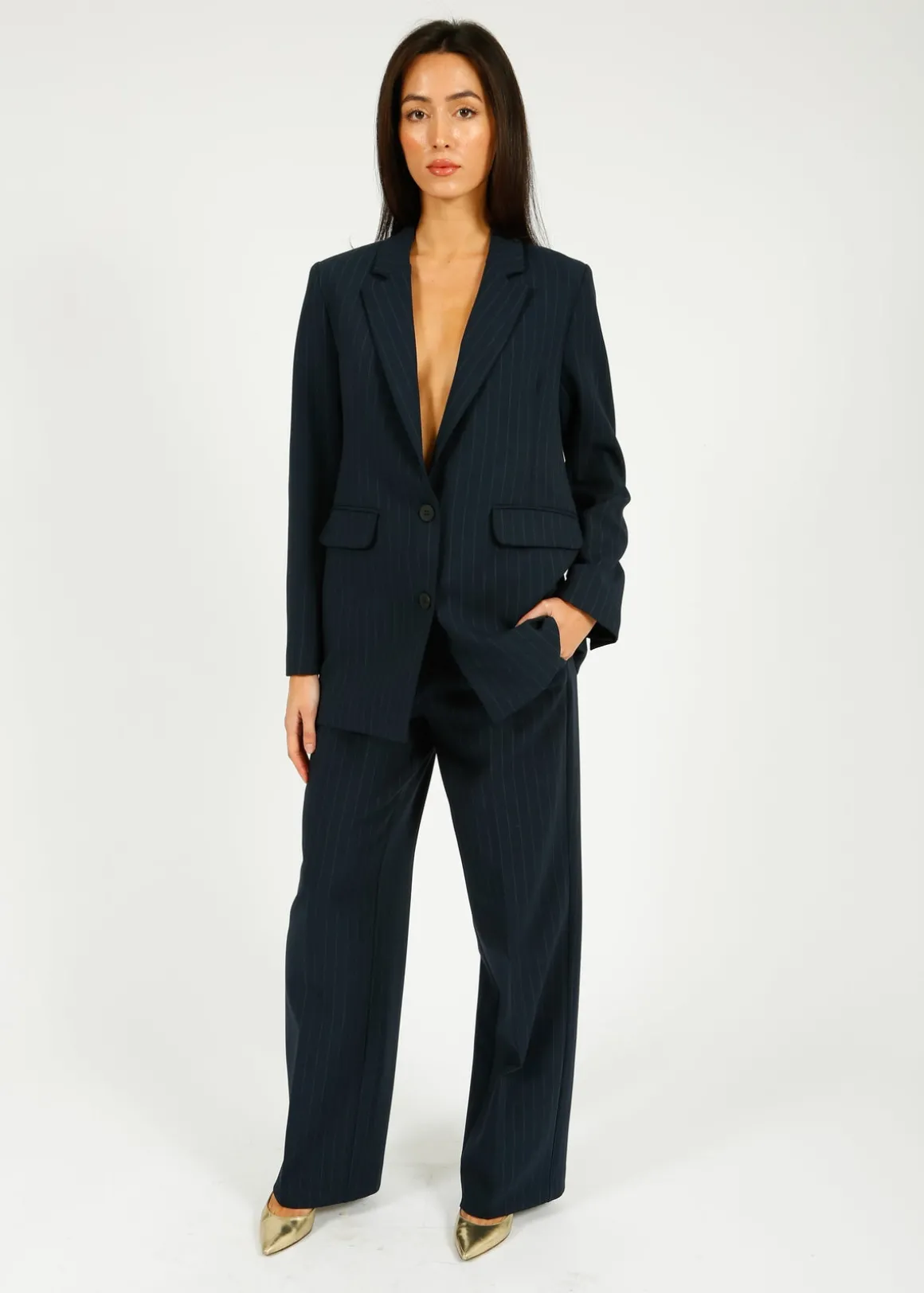 SLF Rita Wide Pant in Dark Sapphire Pin Stripe