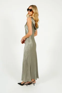 SLF Selene Cowl Back Midi Dress in Vetiver