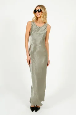 SLF Selene Cowl Back Midi Dress in Vetiver