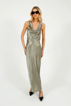 SLF Selene Cowl Back Midi Dress in Vetiver