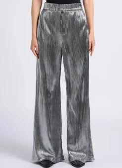 SUNCOO Jill Plisse Trousers in Argent