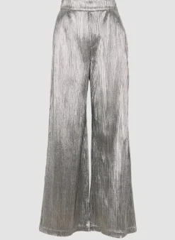 SUNCOO Jill Plisse Trousers in Argent