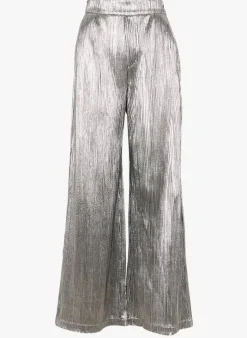SUNCOO Jill Plisse Trousers in Argent