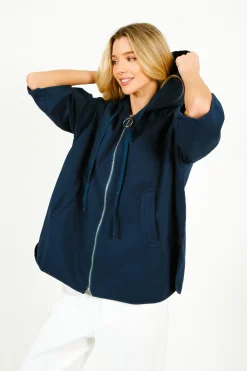 TINSELS Alba Rainy Zip Up in Navy