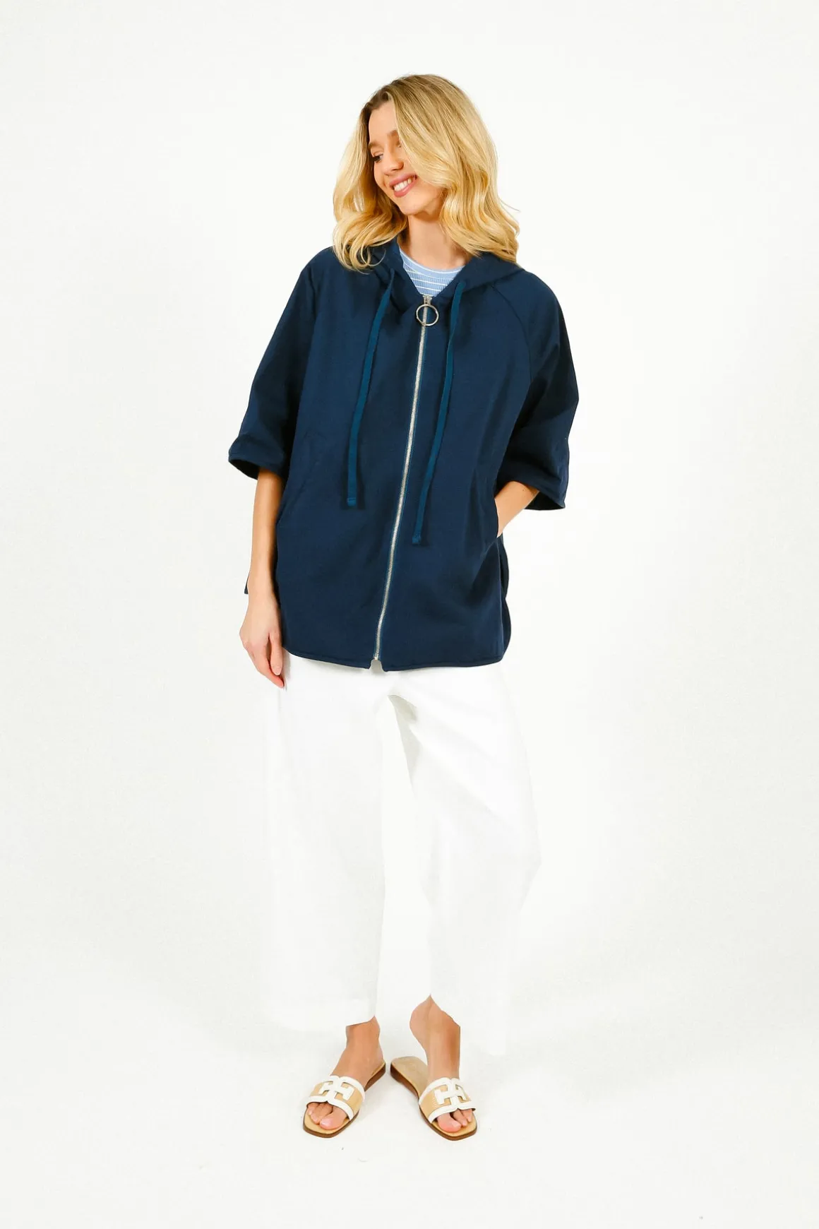TINSELS Alba Rainy Zip Up in Navy
