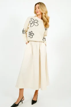 TINSELS Alex Paper Cotton Skirt in Cream