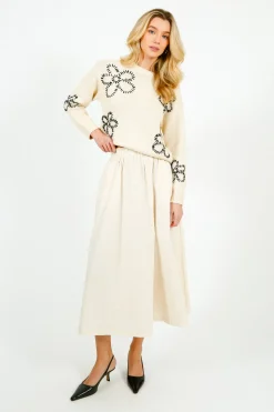 TINSELS Alex Paper Cotton Skirt in Cream