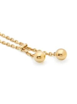 TS Double Ball Gold Lariat Necklace