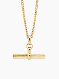 TS Giant Gold T Bar on Curb Chain