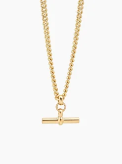 TS Gold T-Bar Curb Link Necklace 40cm