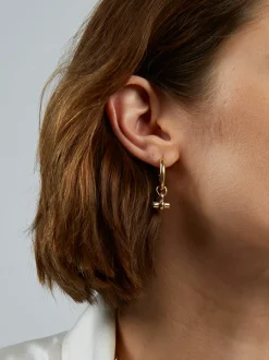 TS Small Gold Hoop T-Bar Earrings