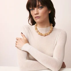 VBARONI Stone Shaped Necklace in Honey Marble