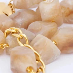 VBARONI Stone Shaped Necklace in Honey Marble